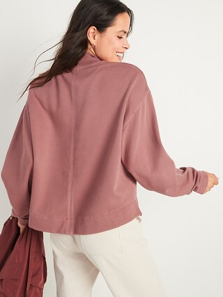 Oversized Garment-Dyed Mock-Neck Sweatshirt for Women | Old Navy (US)