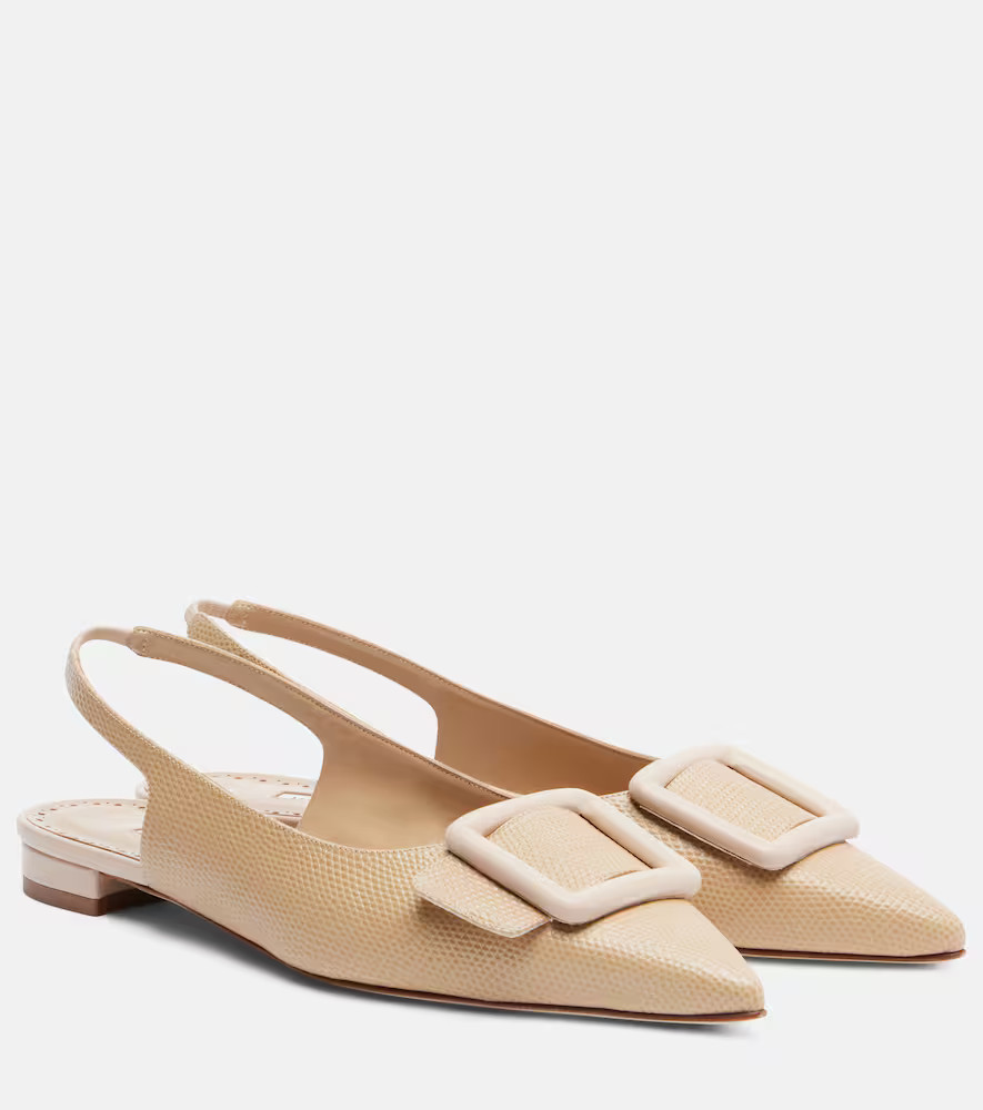 Manolo Blahnik Maylura croc-effect leather slingback flats | Mytheresa (US/CA)