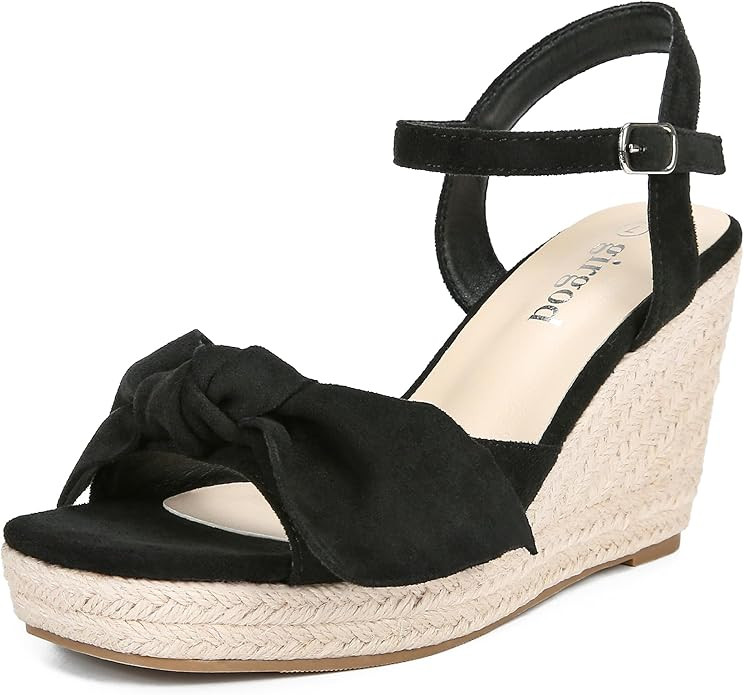 girgod Espadrilles Wedge Sandals for Women Bow Platform Wedges Heels Open Toe Ankle Strap Summer ... | Amazon (US)