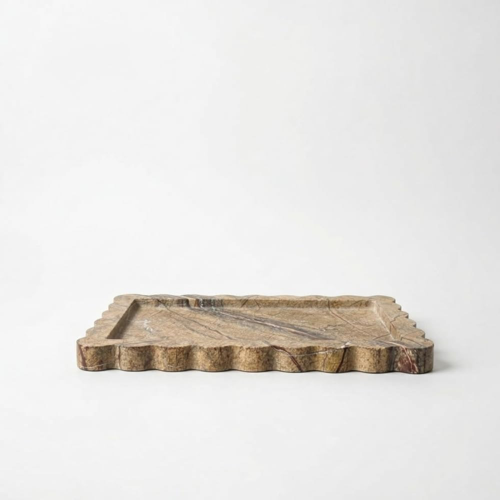 Brown Marble Decorative Tray – Large Natural Stone Key, Wallet & Remote Organizer | Coffee Table, Entryway & Console Tray | Natural Stone Home Decor, Luxury Housewarming Gift | 12"×7.5" | Amazon (US)