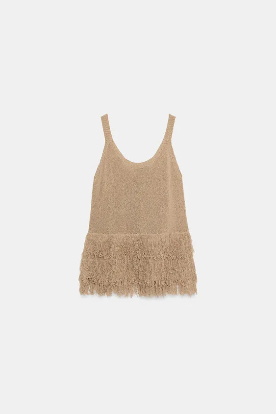 FRINGED KNIT TOP | Zara US