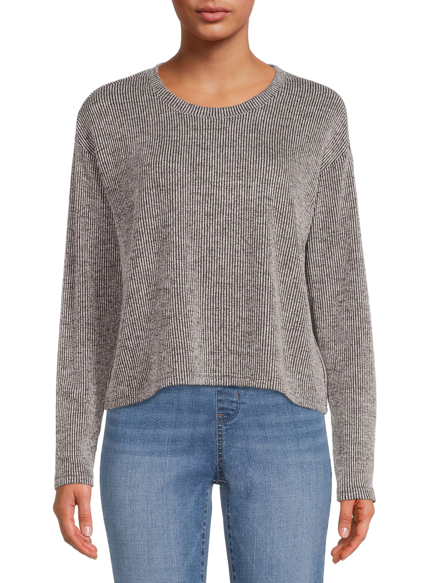 Time and Tru Women's Coordinating Long Sleeve Sweater Top - Walmart.com | Walmart (US)