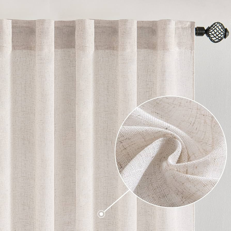MIULEE White Linen Curtains 84 Inch Length for Bedroom Living Room, Soft Thick Linen Textured Win... | Amazon (US)