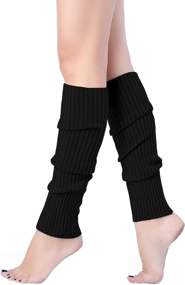 v28 Women Warm Leg Warmers 80s Retro Party Costume Knit Ballet Neon Long Socks | Amazon (US)