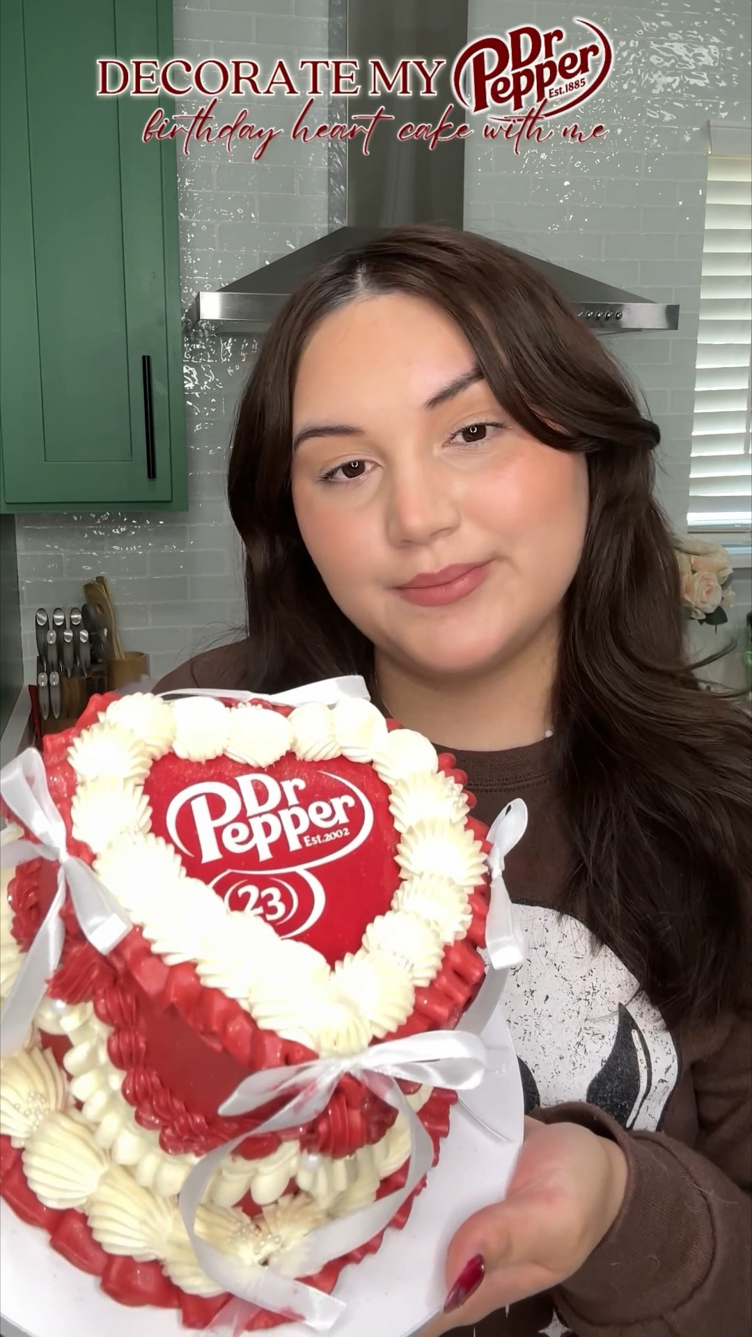 Happy Birthday to me, and my favorite soda. Now I officially feel old and need to get my life together. Honestly, Dr. Pepper has been an addiction of mine for years; there is just something about the 23 flavors that feels like home to me. In fact, when I travel to the flyover states and the East Coast, my first order of business is to locate a crispy Dr. Pepper because it is sparsely stocked in stores. The 23 flavors felt fitting for the theme of my 23rd birthday, and this is the third year in a row that I have decorated my own birthday heart cake. 
-
PIPING TIPS:
Large Shells - 6B Wilton
Medium Shell - 21 Wilton
Large Ruffle -  30 Hobby Lobby
Medium Ruffle - 70 Wilton
-
CAKE GUTS:
Vanilla Cake Layers
Vanilla Russian Buttercream
—
#drpepper #heartcake #23rdbirthday #cakedecorating #drpeppersoda 
