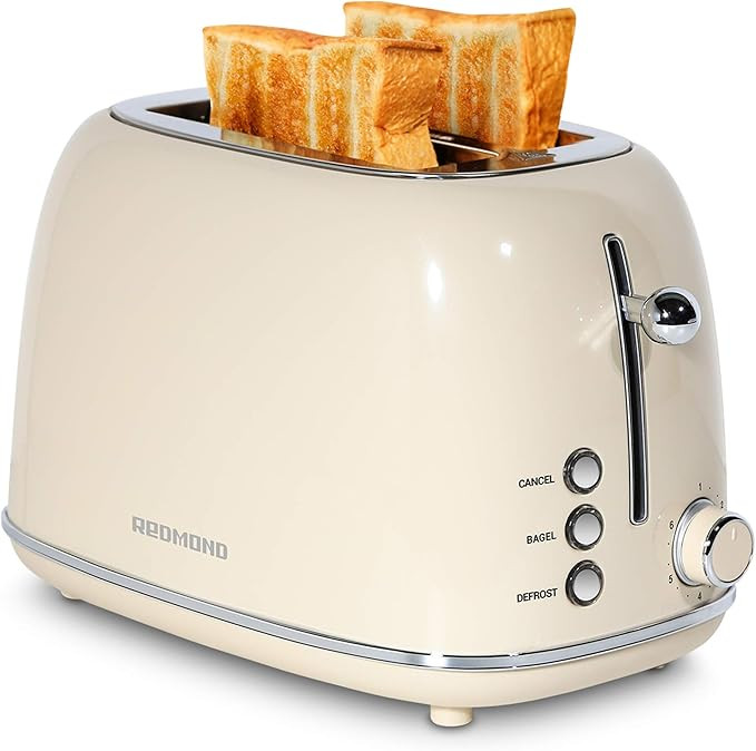 REDMOND 2 Slice Toaster Retro Stainless Steel Toaster with Bagel, Cancel, Defrost Function and 6 ... | Amazon (US)