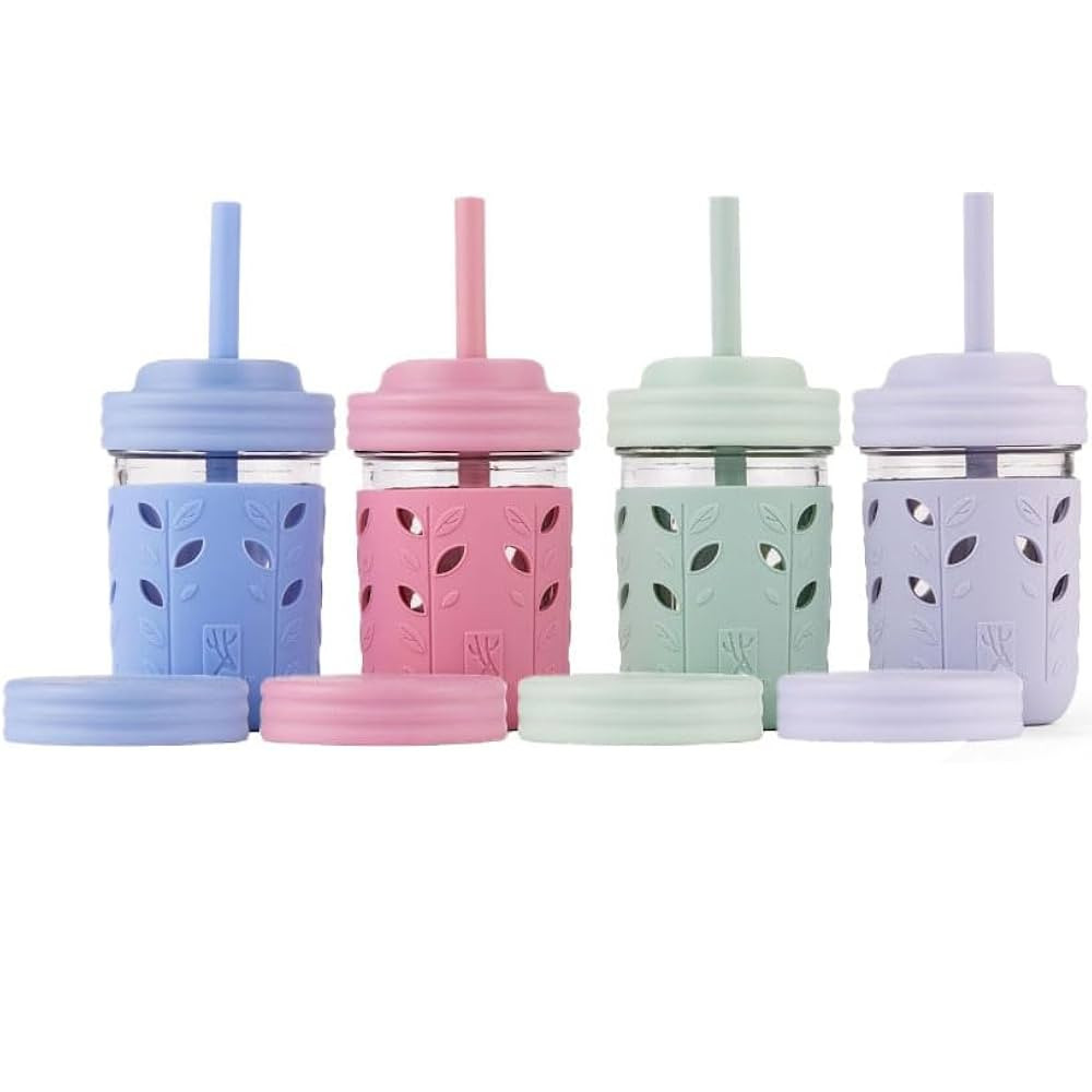 Elk and Friends Kids & Toddler Cups | The Original Glass Mason jars 8 oz with Silicone Sleeves & ... | Amazon (US)