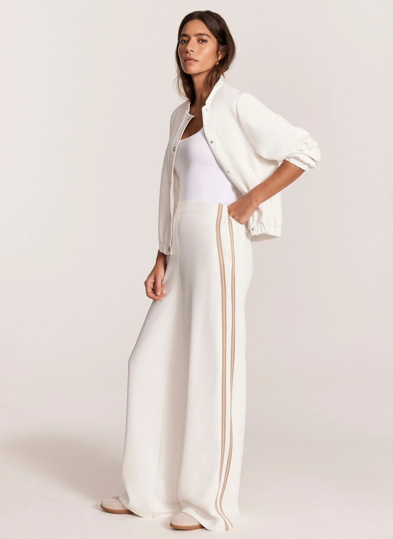White Side Stripe Wide Trousers | Mint Velvet