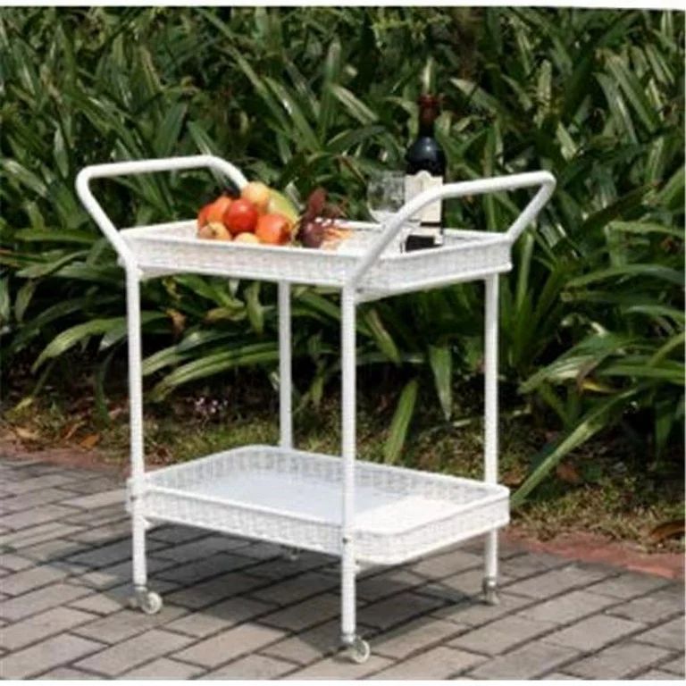Wicker Lane ORI002-B Outdoor White Wicker Patio Furniture Serving Cart | Walmart (US)