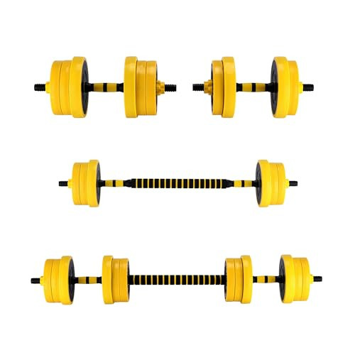 2-In-1 Adjustable Dumbbell Set 33 Lb, Adjustable Weights Used As Dumbbell and Barbell Set, Yellow | Amazon (US)
