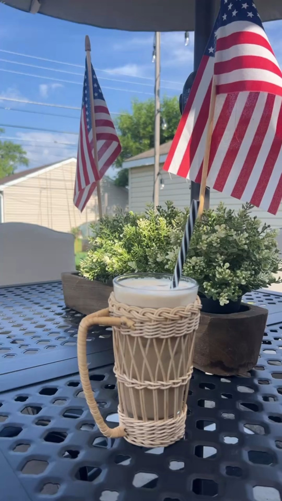 Lattes are better on the patio! 
#Fourth of July #summer #patio 

#LTKStyleTip #LTKHome #LTKSeasonal