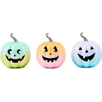 MACKENZIE-CHILDS Set of 3 Illuminated Resin Jack-O'-Lanterns, Halloween Decor, Trick or Treat | Amazon (US)