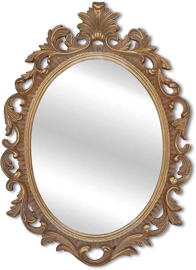 SIMON'S SHOP Oval Mirror Baroque Style Decorative Mirrors for Wall, 18.3 x 13 inches, Gold, Vinta... | Amazon (US)