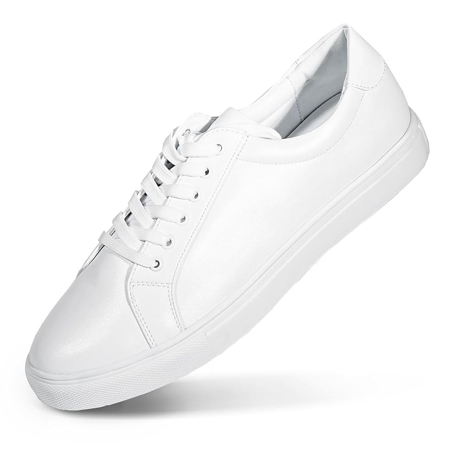 YZ Classic White Sneakers for Women PU Leather Tennis Shoes Low Top Casual Shoes | Amazon (US)