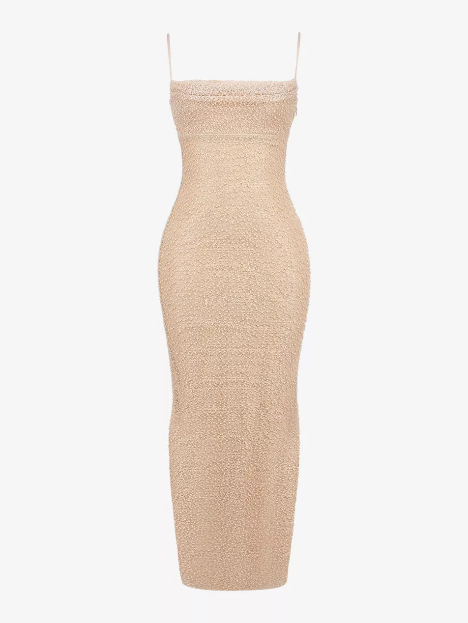 Calla bead-embellished mesh and satin maxi dress | Selfridges