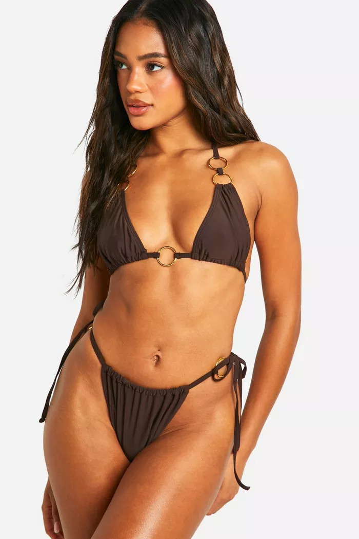 O-rings Wrap Around Triangle Bikini Set | Boohoo.com (UK & IE)