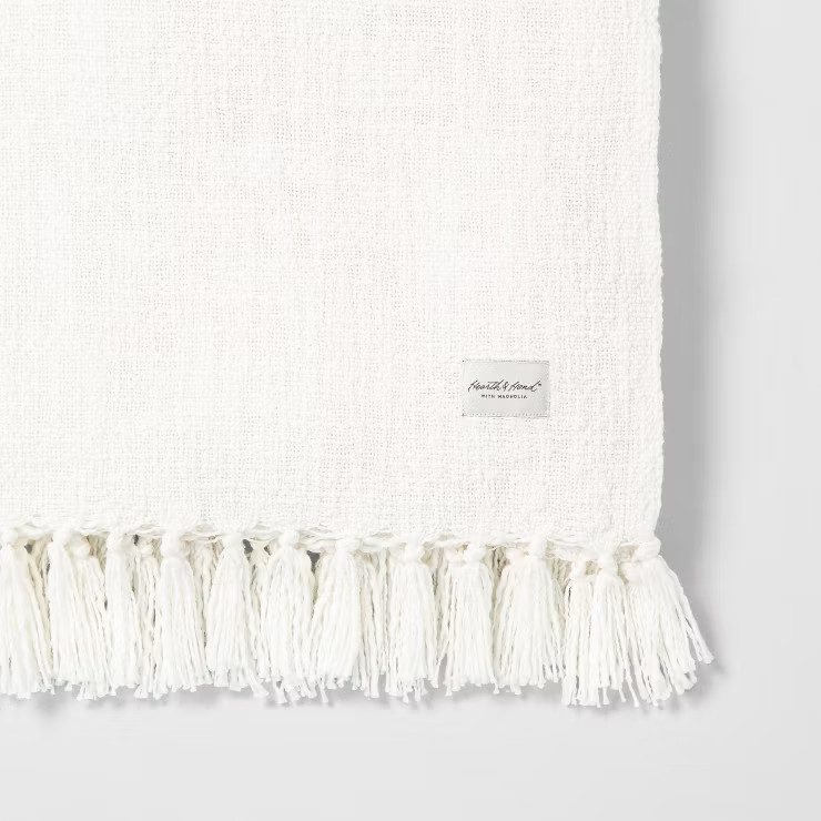 Knotted Fringe Throw Blanket White - Hearth & Hand™ with Magnolia | Target