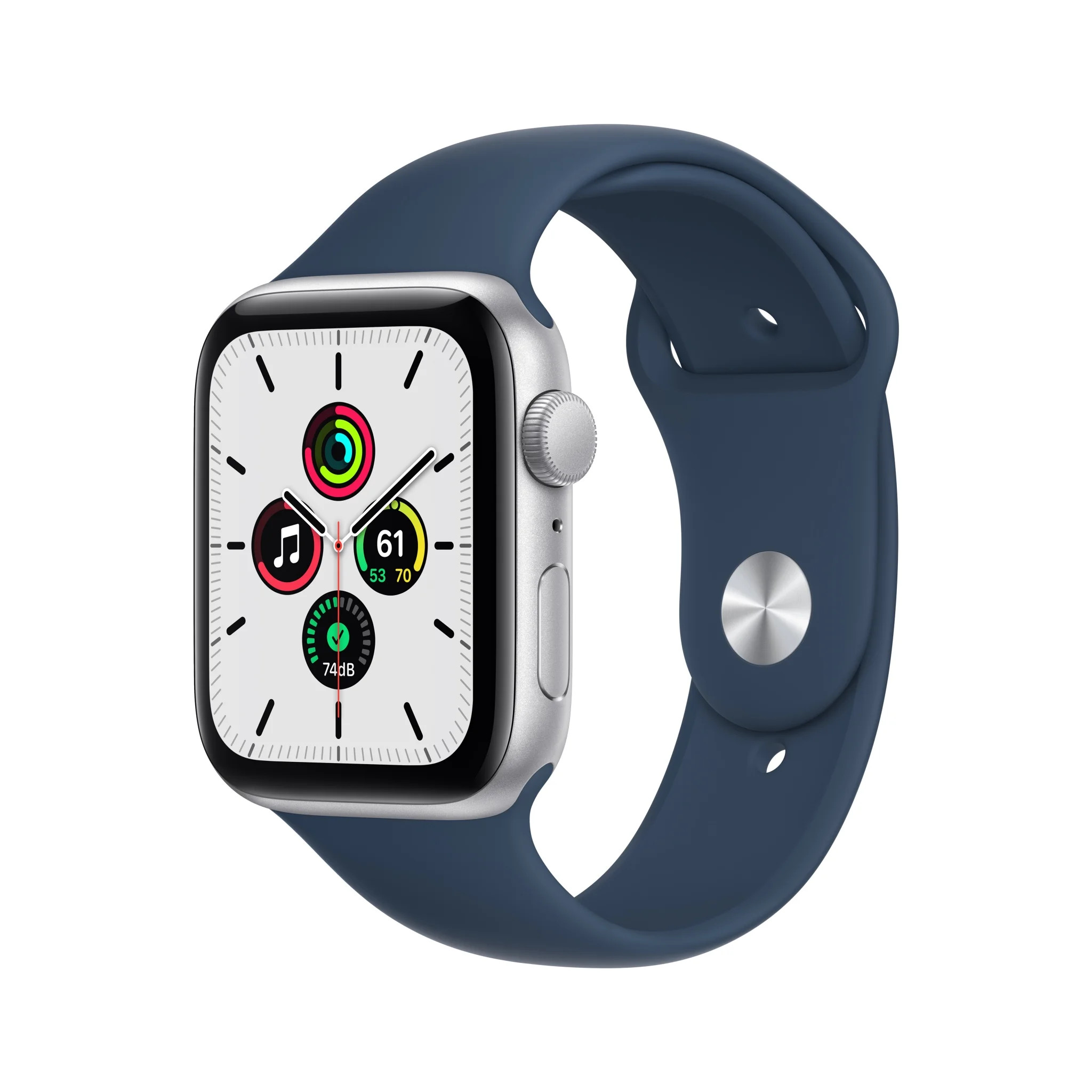 Apple Watch SE (1st Gen) GPS, 44mm Silver Aluminum Case with Abyss Blue Sport Band - Regular | Walmart (US)