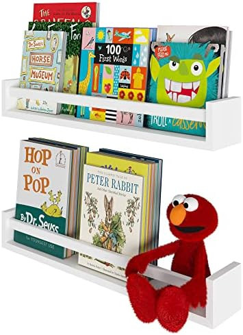 Wallniture Utah 24" Bookshelf for Kids Room Decor, White Floating Shelves for Kitchen, Bathroom S... | Amazon (US)