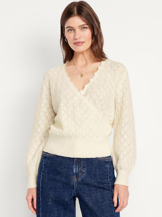 Wool-Blend Wrap-Front Sweater | Old Navy (US)