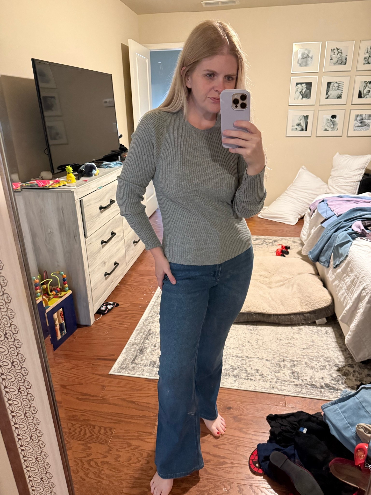 These WOW flare jeans are so fun! I also have this sweater in three colors, it is such a good basic! 

#LTKStyleTip #LTKSeasonal #LTKFindsUnder50
