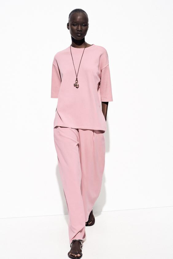 WASHED EFFECT INTERLOCK T-SHIRT | Zara US