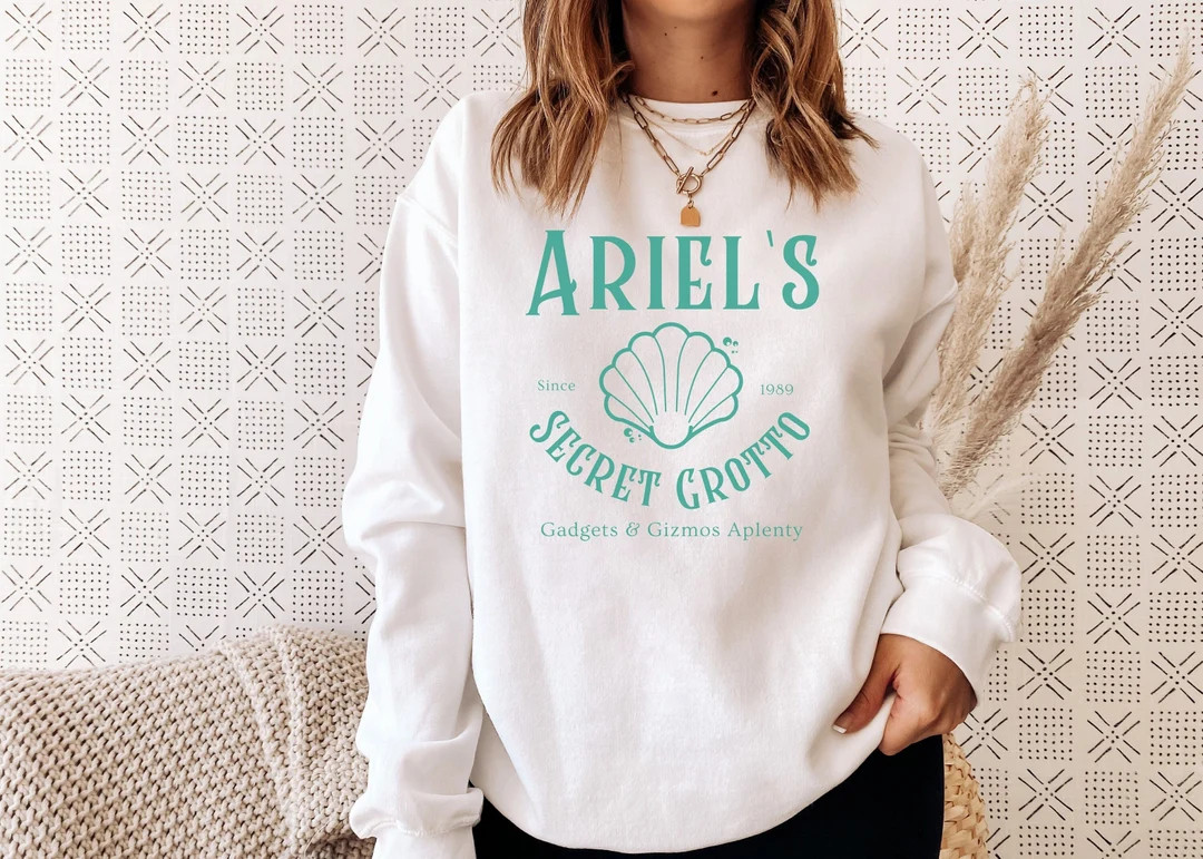 Ariel's Secret Grotto Sweatshirt, Family Vacation Shirt, Mermaid Sweatshirt, Gift For Women, Gift... | Etsy (US)