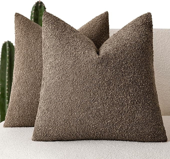 Foindtower Pack of 2 Textured Boucle Throw Pillow Covers Accent Solid Pillow Cases Cozy Soft Deco... | Amazon (US)