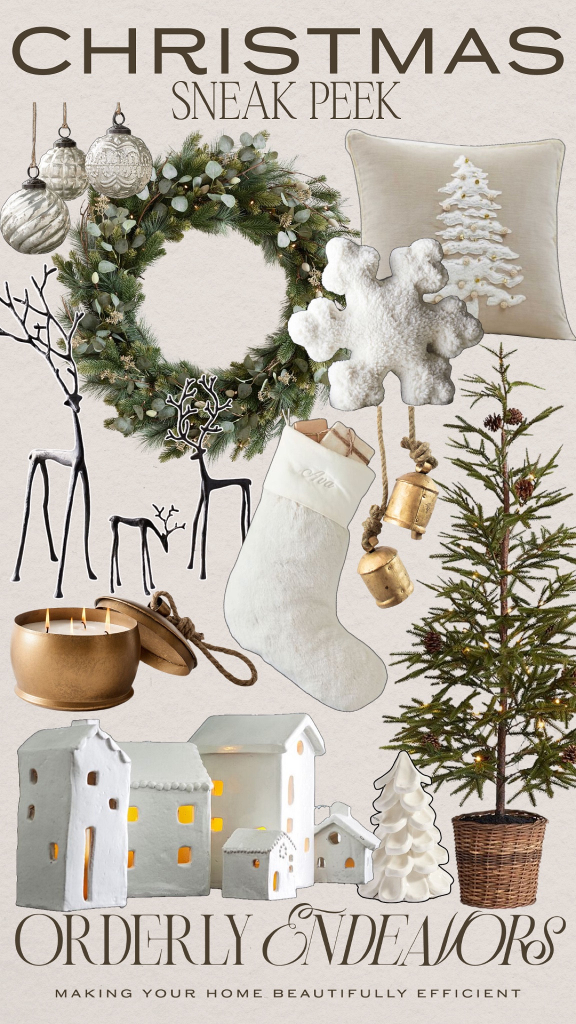 Christmas decor sneak peek includes snowflake pillow, Christmas tree pillow, faux tree, ceramic tree, ceramic Christmas town, gold candle, reindeer figures, stocking, wreath, ornaments.

Christmas decor, home decor, Christmas home decor

#LTKSeasonal #LTKFindsUnder100 #LTKStyleTip