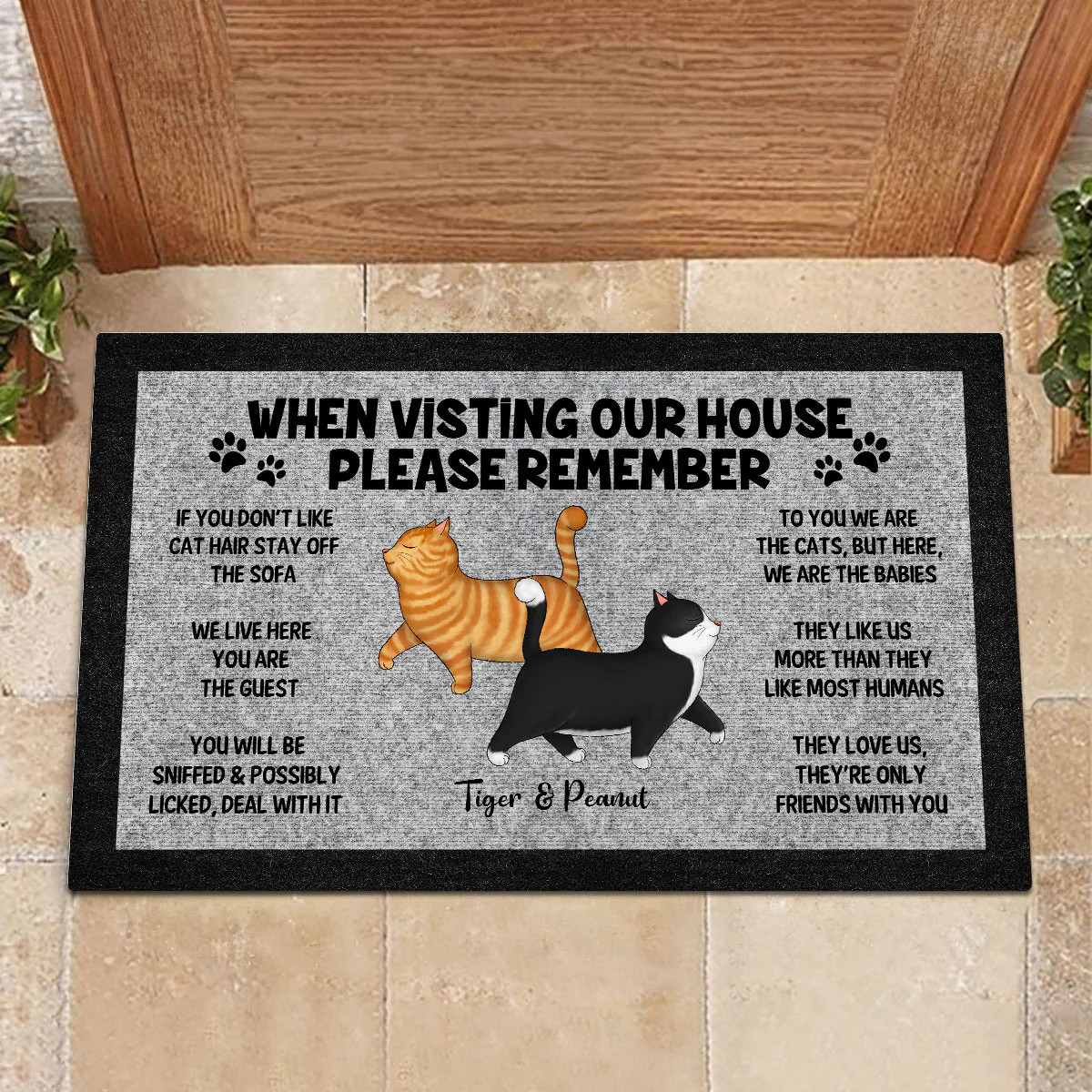 Please Remember When Visiting Cat House, Funny Cat Lover Rug Doormat | Trending Custom