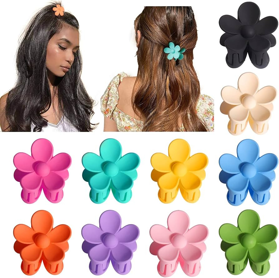 Palksky Small Flower Hair Claw Clips for Women Girls Kids, 10 PCS Tiny Hair Claw Clips for Thin/Medi | Amazon (US)