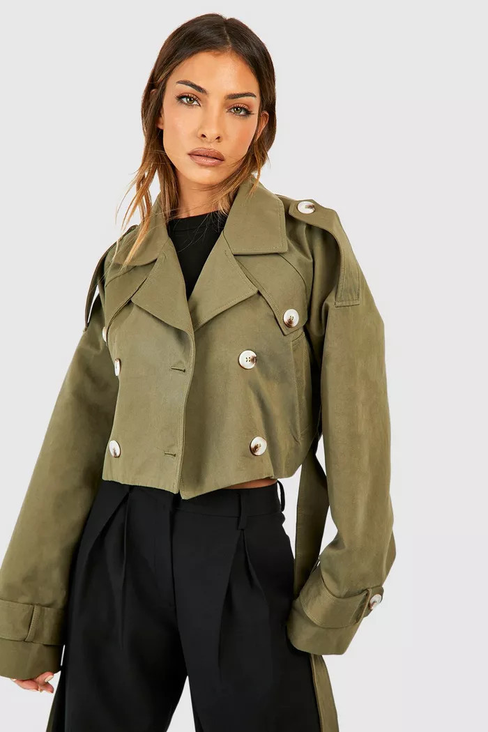 Crop Belted Trench Coat | boohoo (US & Canada)