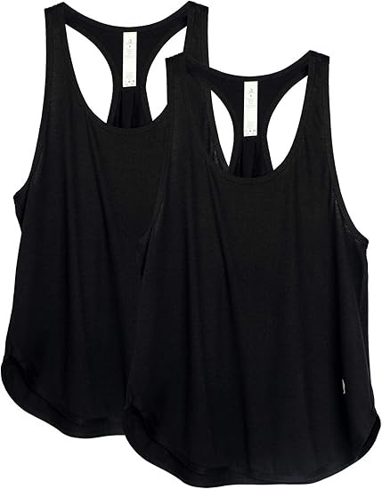 icyzone Women's Racerback Workout Athletic Running Tank Tops Loose Fit (Pack of 2) | Amazon (US)