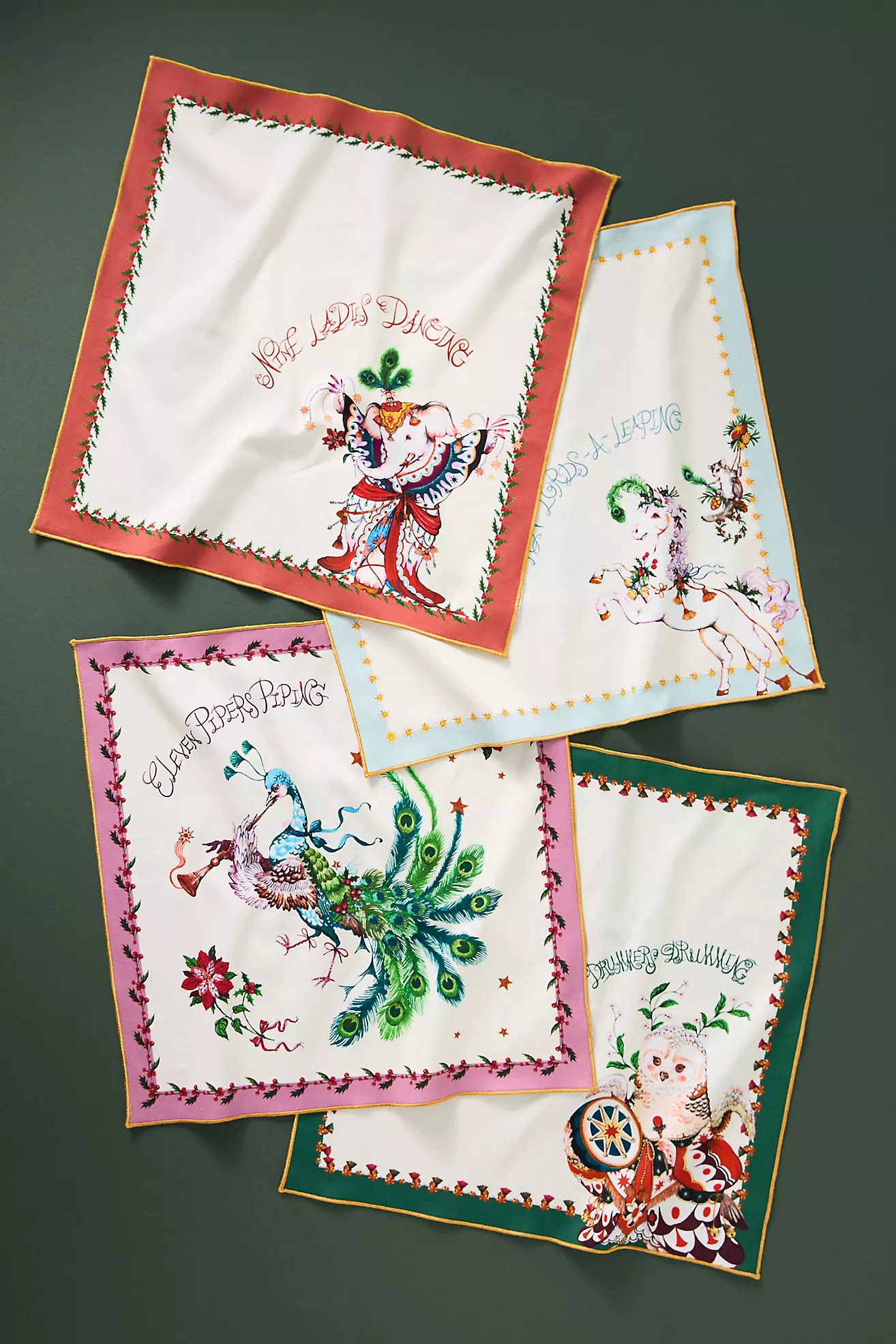 Phannapast Taychamaythakool x Anthropologie Twelve Days of Christmas Cotton Napkins, Set of 12 | Anthropologie (US)