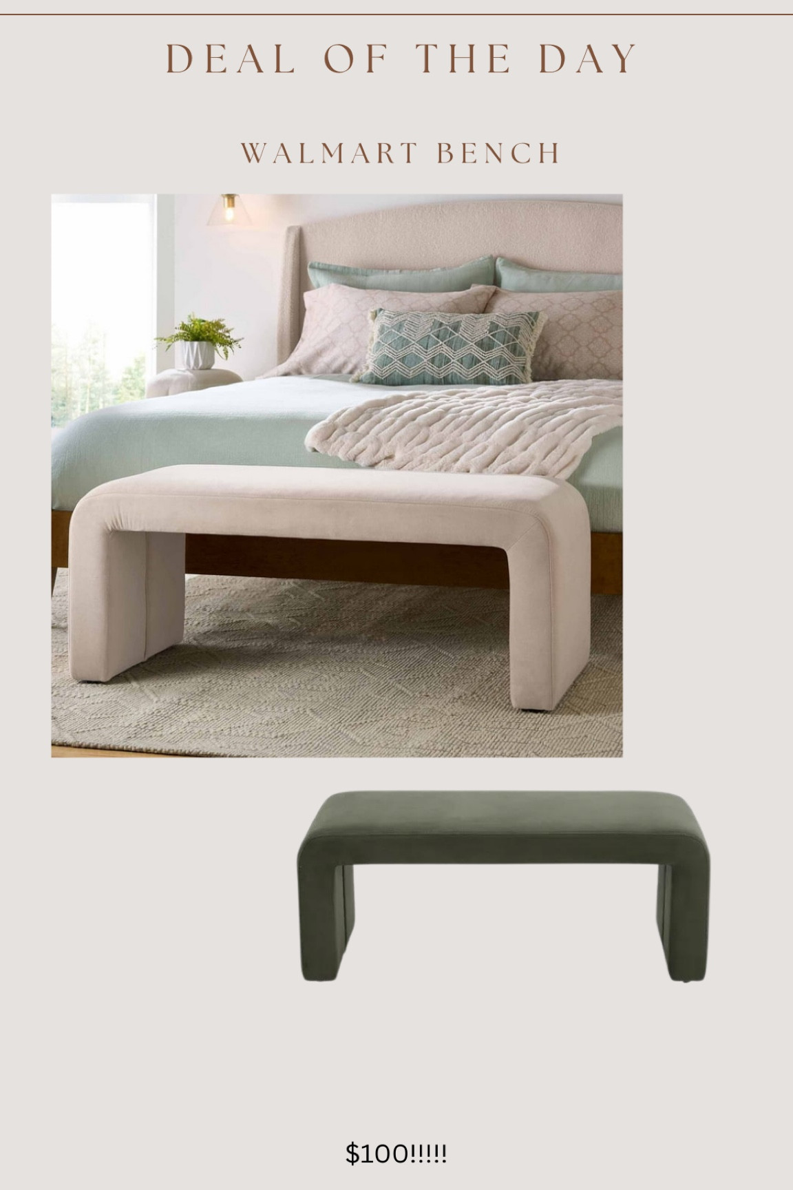 Brand new budget friendly Walmart bench!! Such an amazing price! 

Would be gorgeous end of bed, in entryway, in hallway, in living room, under window, etc 

#LTKHome #LTKSaleAlert #LTKSummerSales
