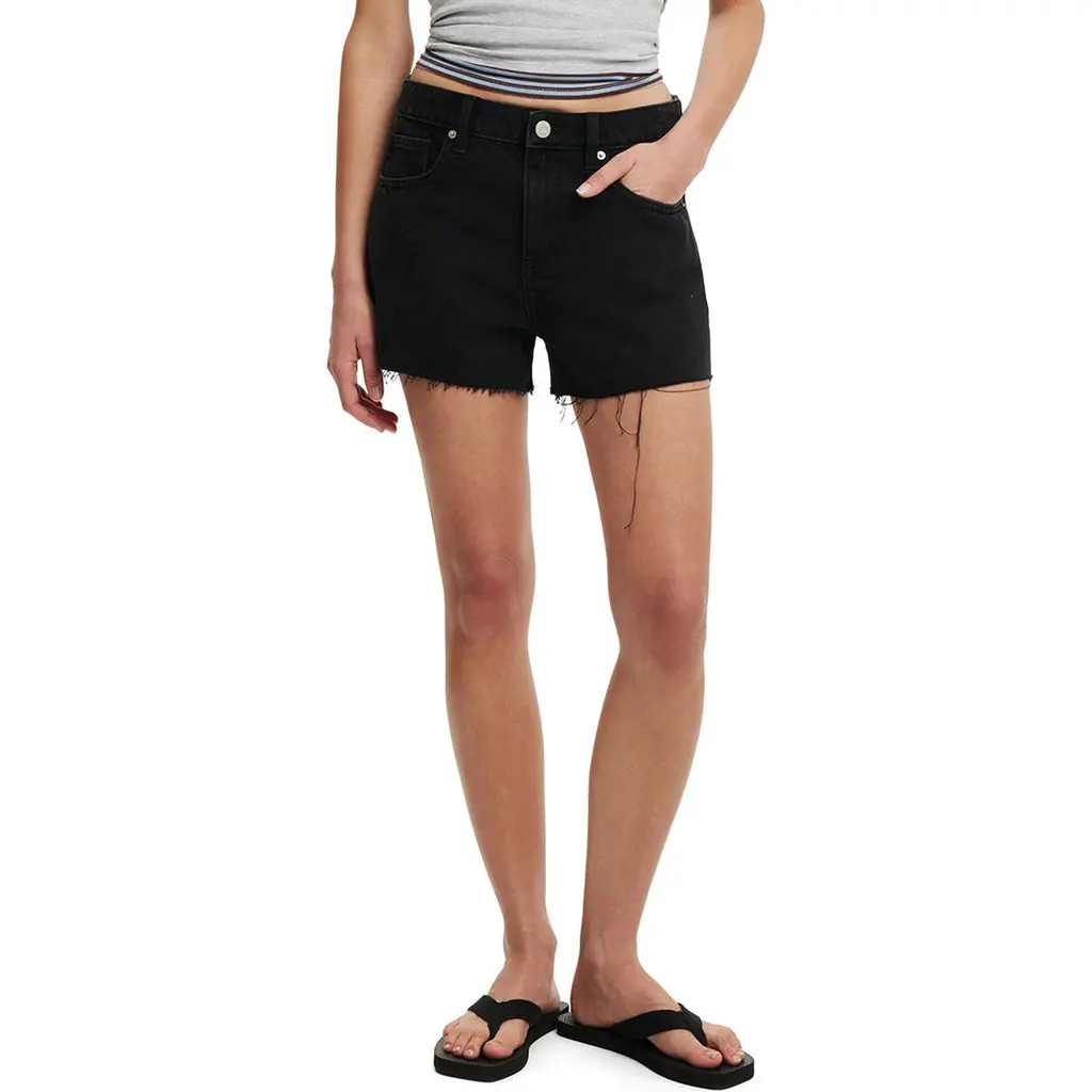Cotton On Original Denim Cutoff Shorts in Leo Black at Nordstrom, Size 2 | Nordstrom