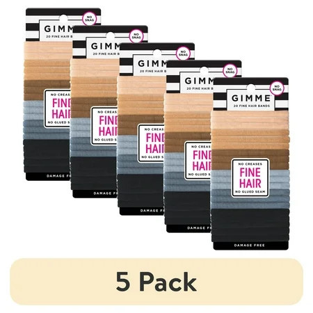 (5 pack) Gimme Ponytail Holder Hair Tie for Fine Hair, Neutral Colors, 20 Ct | Walmart (US)