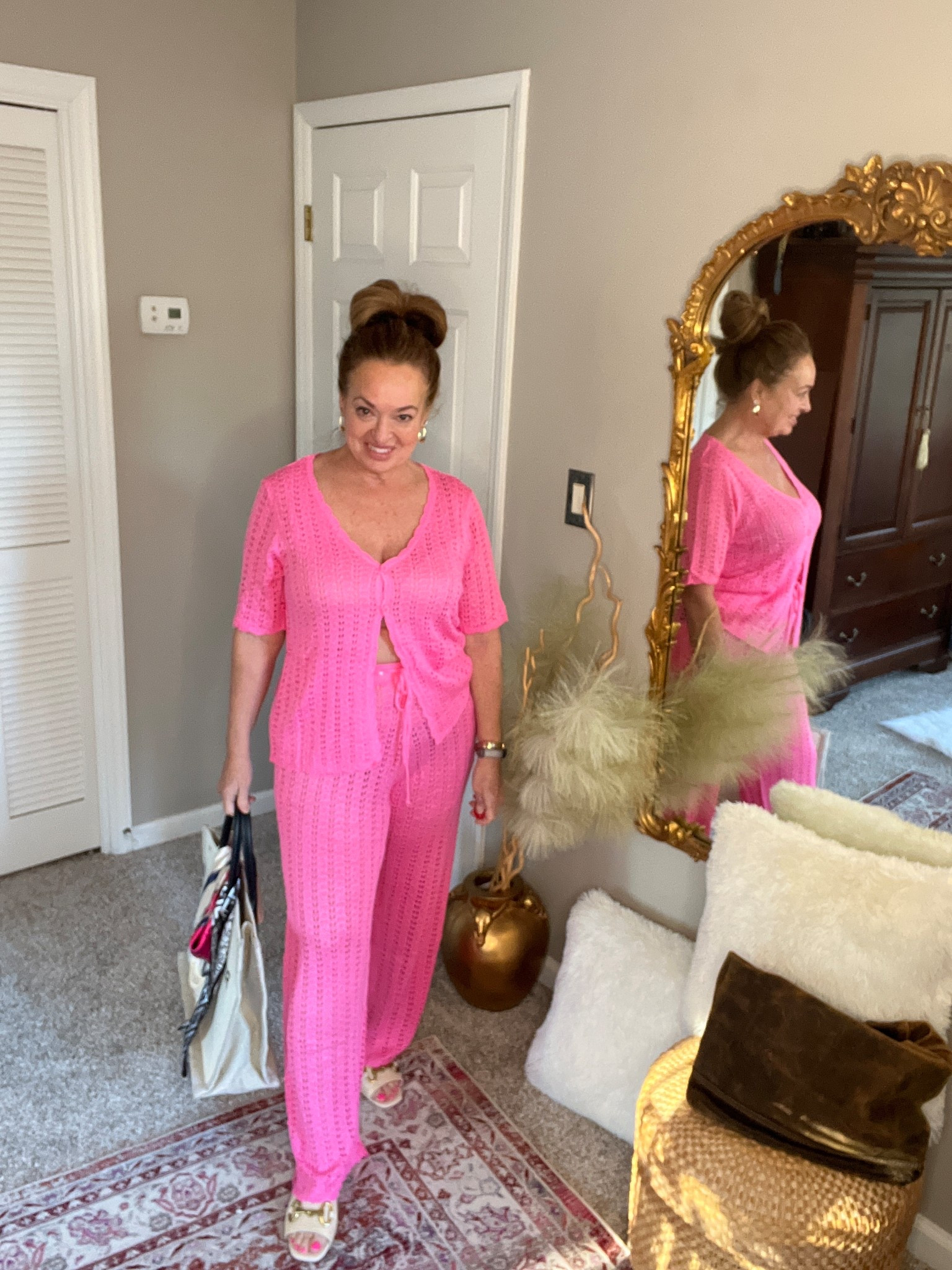 Pink crochet 2 piece swimsuit cover up set 

#LTKTravel #LTKOver40 #LTKMidsize