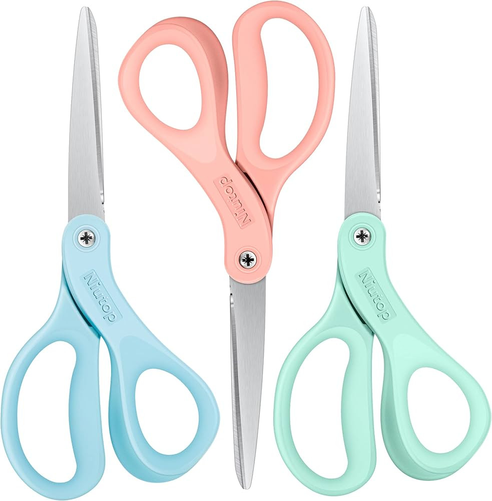 Pastel Scissors, Niutop 8" All Purpose Scissors Heavy Duty Ergonomic Comfort Grip Shears Sharp Sc... | Amazon (US)