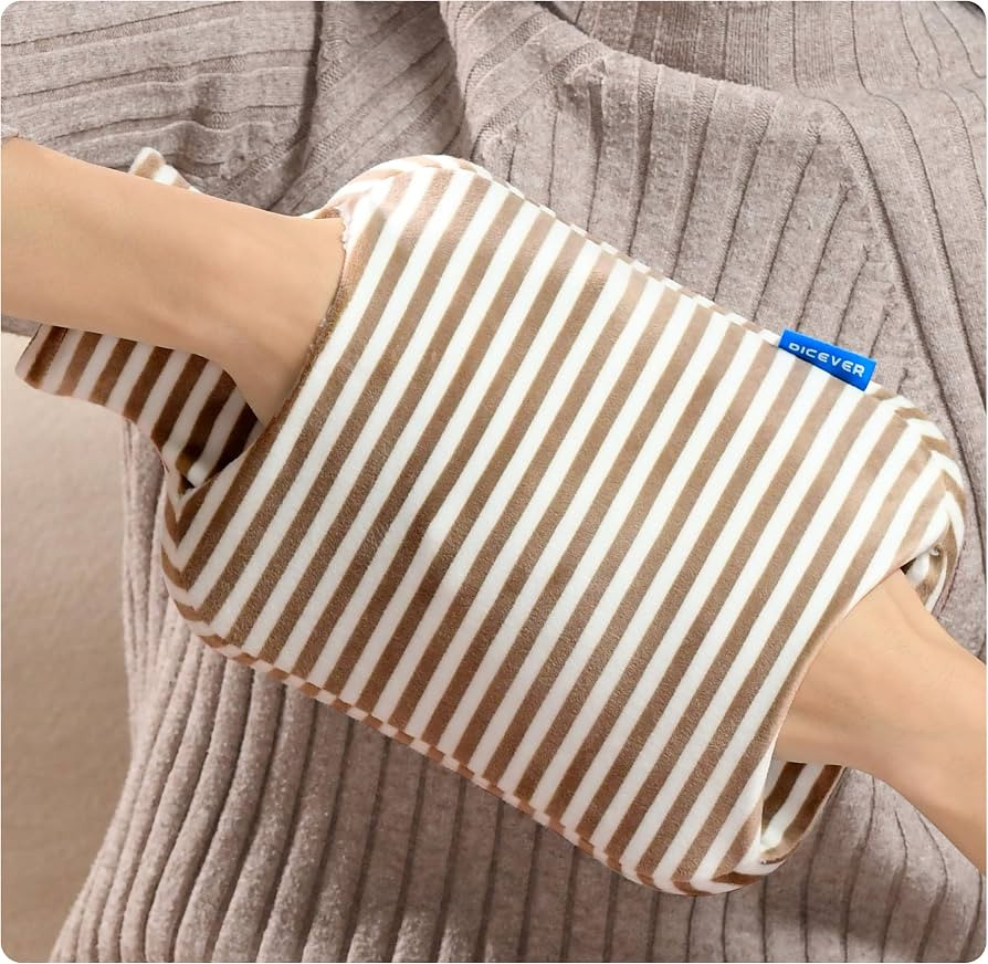 Hot Water Bottle, 2L Hot Water Bag with Cover, Warm Water Bag with Hand Pocket, Brown | Amazon (US)
