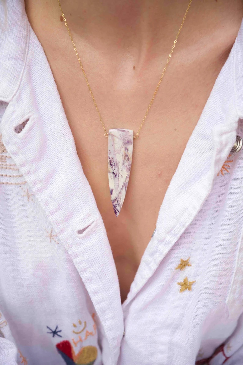 Fluorite Necklace Crystal Pendant Sterling Silver Necklace - Etsy | Etsy (US)