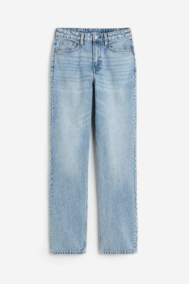 H & M - Straight High Jeans - Blue | H&M (UK, MY, IN, SG, PH, TW, HK)