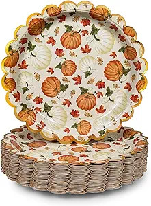 Thanksgiving Paper Plates, 50-Count Disposable Thanksgiving Dinner Plates, Scalloped, Party Suppl... | Amazon (US)
