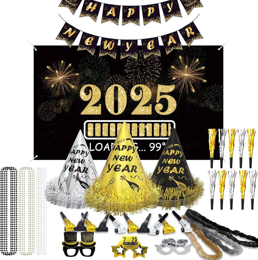 New Years Eve Party Supplies 2025 - Happy New Year Party Supplies Kit for 50 Guests, Including Ha... | Amazon (US)
