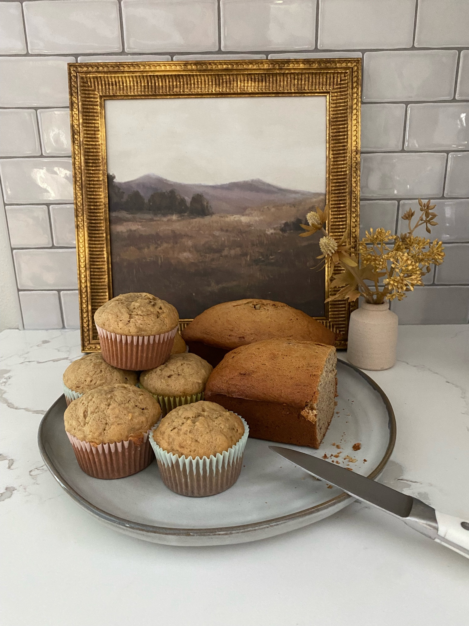 Target kitchen counter home decor gold vintage style picture frame landscape autumn fall ceramic mini vase with fall foliage floral studio McGee threshold hearth and hand with magnolia 

#LTKunder50 #LTKSeasonal #LTKhome