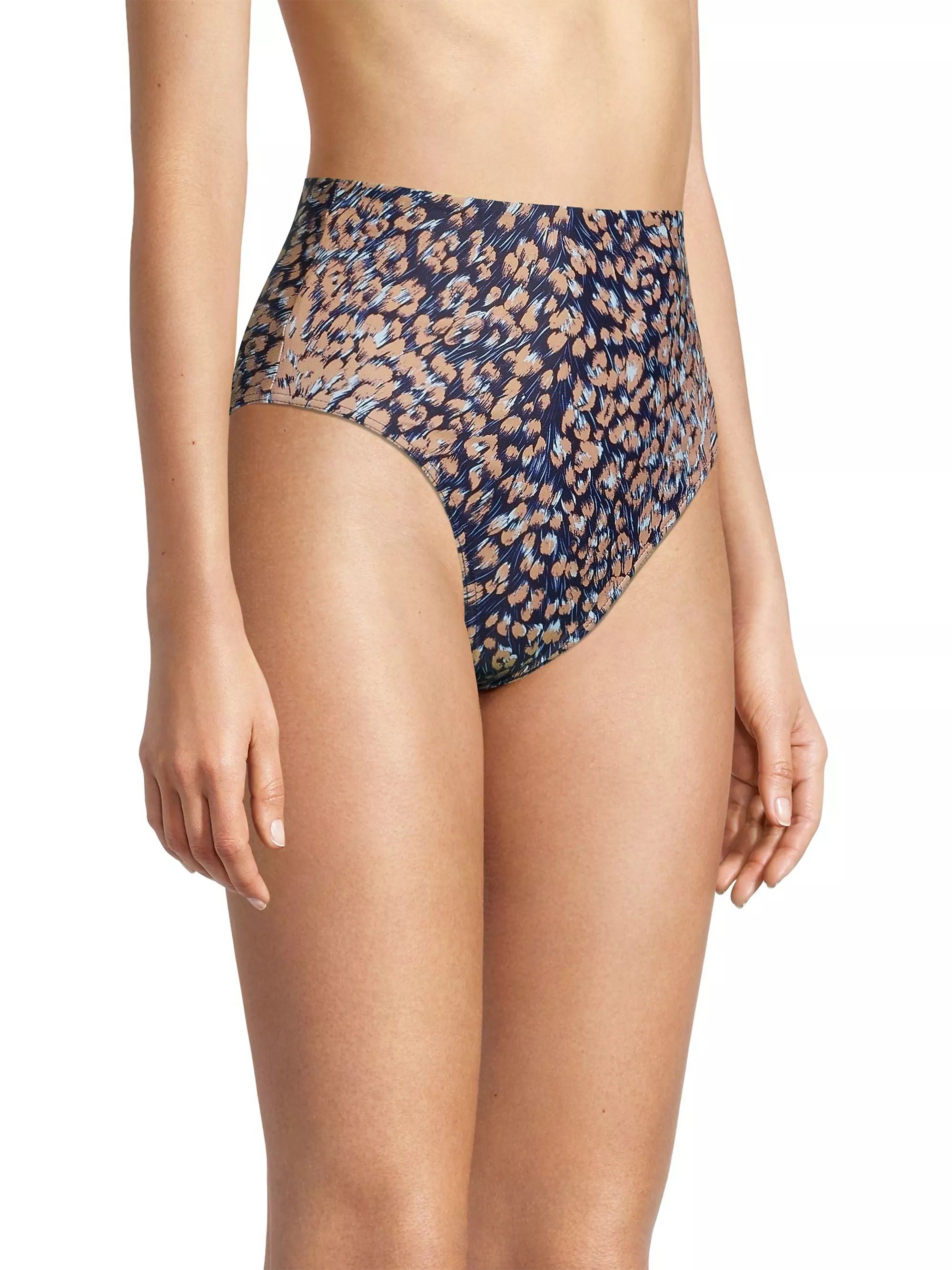 Kaia Leopard-Print High-Rise Bikini Bottom | Saks Fifth Avenue