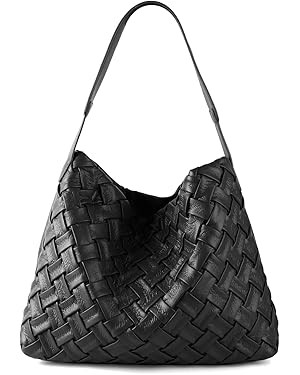 Woven Bag for Women, Vegan Leather Tote Bag, Retro Handbag Purse, Handmade Large Summer Beach Sho... | Amazon (US)