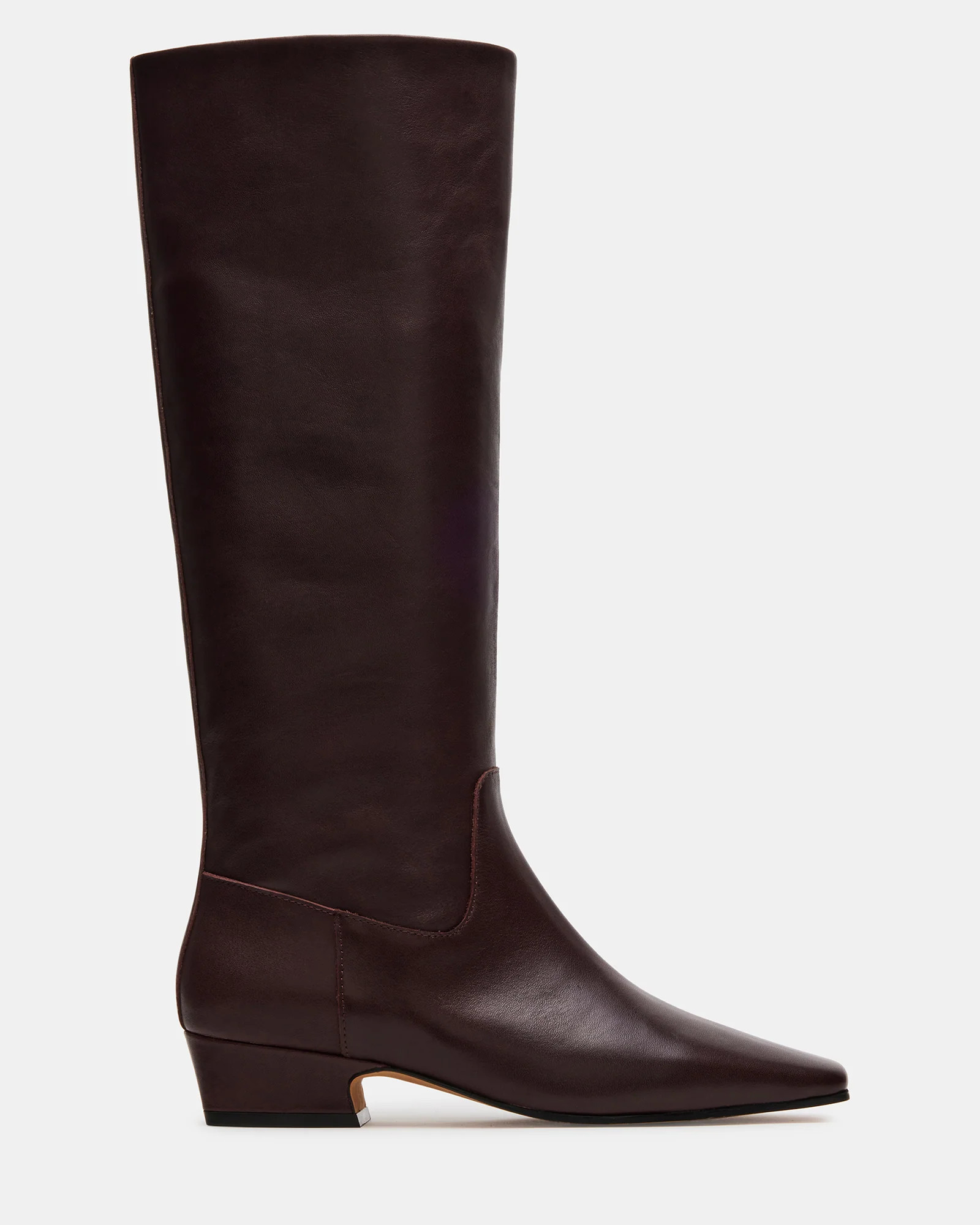 GWYNETH Brown/Red Leather Square Toe Boot | Women's Boots | Steve Madden (US)