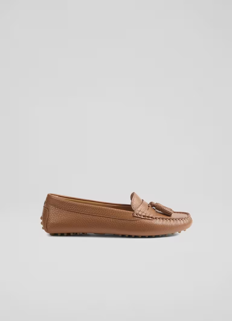 Leslie Brown Leather Tassel Moccasin Loafer | L.K. Bennett (UK)
