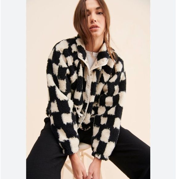 Free People Hit the Slopes checkered fleece- price is firm | Poshmark